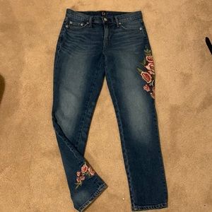 The Gap Denim Embroidered Best Girlfriend Straight Leg Jeans